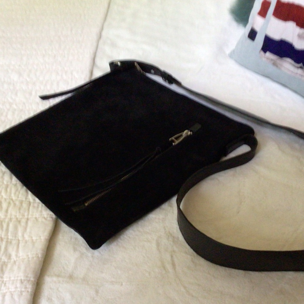 Marks and Spencer leather and suede crossbody bag, black, New